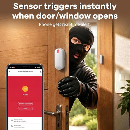 Home Security System Wireless, Smart WiFi Alarm System DIY Kit with 120dB Siren, Door Window Sensors & Remote Control, App Alerts, Works with Alexa & Google Home, No Monthly Fee for House Apartment