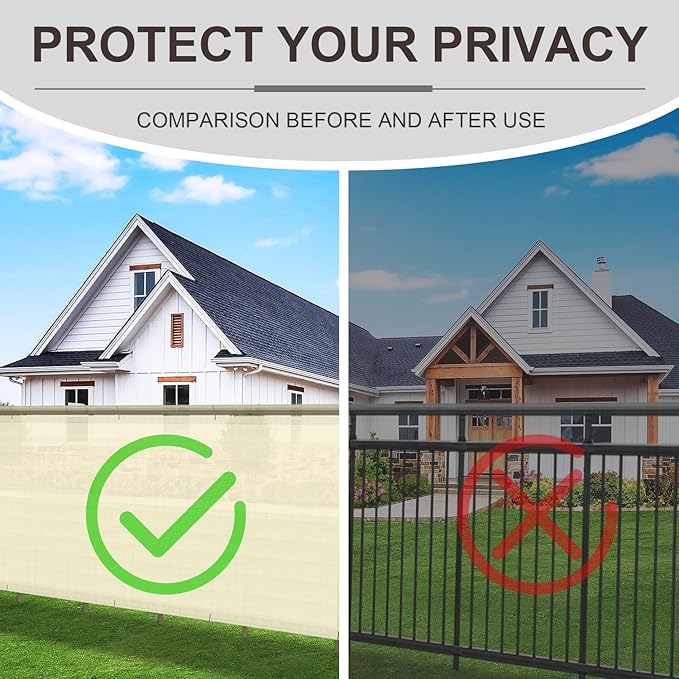 LOVE STORY Balcony Privacy Screen, 3'x10' Butter Cream Deck Shield Screen Fence Cover (HDPE),UV Protection and Weather-Resistant,3 FT Height for Deck, Patio, Backyard, Outdoor Pool, Porch, Railing