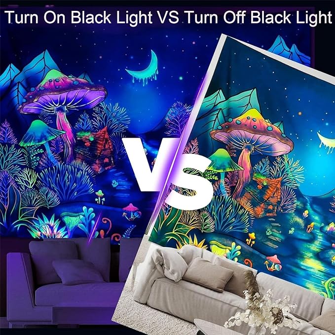 10W 1ft Blacklight Bar T5, 2 Pack UV LED Blacklight, 395-400nm Black Light Tube with USB+Switch+59in Cord, Black Lights for Glow Party, Bedroom, Body Paint, Fluorescent Poster, Birthday