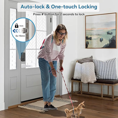 Harfo Fingerprint Smart Door Lock for Front Door with Handle Set, App Control, Keyless Entry Keyless Deadbolt, Digital Electronic Touchscreen Keypad, Auto Lock, Satin Nickel