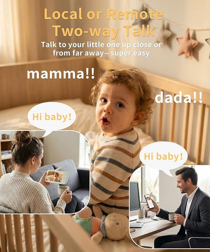 ALIOBC Smart Baby Monitor with Camera and Audio WiFi & No-WiFi Modes AI Cry Detection Night Vision 1080p FHD Camera and 5" Large Screen Two-Way Talk 1000ft Range Smart Alert Easy Setup for New Parents
