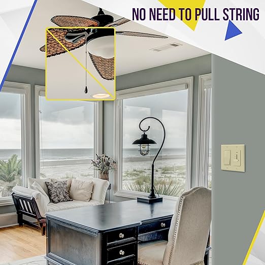 ENERLITES 3 Speed in-Wall Ceiling Fan Control, Slide Switch, 120VAC, 2.5A, Single-Pole, No Neutral Wire Required, 17000-F3-I-F, Ivory