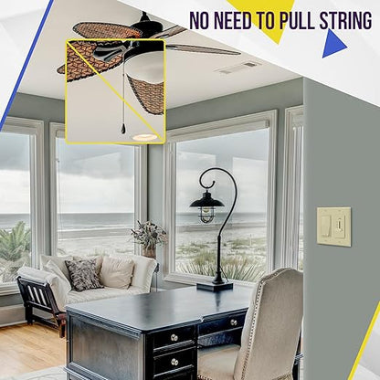 ENERLITES 3 Speed in-Wall Ceiling Fan Control, Slide Switch, 120VAC, 2.5A, Single-Pole, No Neutral Wire Required, 17000-F3-I-F, Ivory