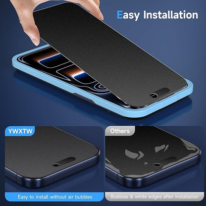 YWXTW 2 Pack Matte Glass Screen Protector for iPhone 17 Pro, 26° Anti-Spy iPhone 17 Pro Privacy Screen Protector Anti-Glare & Anti-Fingerprint Case Friendly Tempered Glass Film, Bubble Free