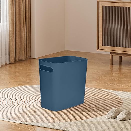 Versatile 1.8 Gallon Plastic Trash Can - The Compact Bin for Bathroom, Kitchen, or Home Office - Blue