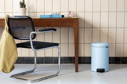 Brabantia Step-On Small Trash Can | Dreamy Blue | 3.2 Gallon / 12L | Bathroom, Bedroom, Office Trash Can, Light Pedal Opening, Handle & Removable Inner Bucket | 9.9 x 13.3 x 16.2 | + Trash Bags