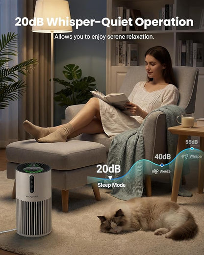 Smart Air Purifiers for Bedroom Home Pets, Timer and Alexa Control, Cover 1800 Ft² with PM2.5 Monitor, WiFi HEPA Air Purifier with Sleep Mode, Washable Filter Air Cleaner for Odors Smoke Dust