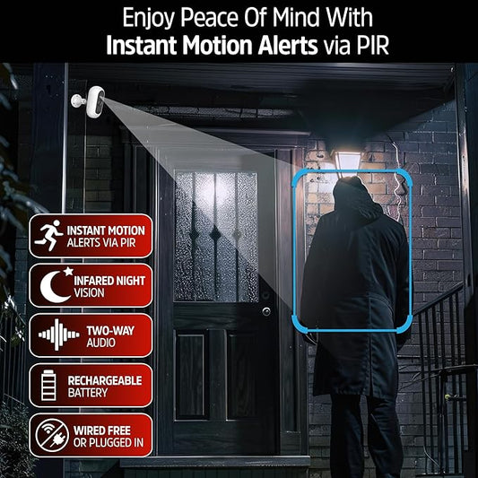 Energizer Smart 2K Outdoor Battery Security Camera, Wireless, Rechargeable, Weather-Resistant, Live View, 2-Way Audio, Night Vision, Motion Alerts, Hub-Free Wi-Fi, Remote Access, Records Video/Audio