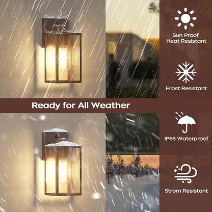 WIHTU Oil Rubbed Bronze Dusk to Dawn Porch Lights Fixtures - Outdoor Exterior Sensor Wall Sconce Lamp, Waterproof Wall Lantern, Anti Rust Coach Lights for Doorway, Garage