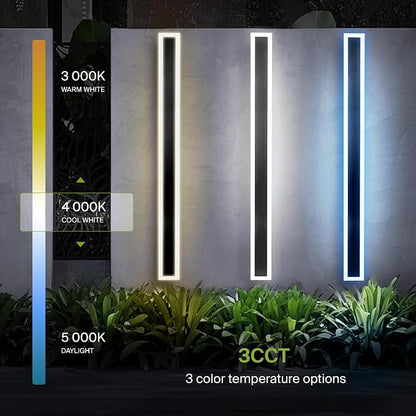 ASD LED 72" Long Wall Mount Light Fixture, Outdoor & Indoor Linear Sconce | 3CCT, Dimmable, Waterproof, Anti-Rust, ETL Listed | 40W 3570LM 3000-5000K 100-277V | Exterior Porch Lighting | Black, 2 Pack