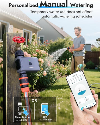 WiFi Sprinkler Timer, WiFi Water Timer for Garden, Smart Hose Timers with Hub Support 2.4GHz, App/Voice Control Work with Alexa & Google Assistant, Rain Delay & Manual Watering,for Yard Lawn Plant