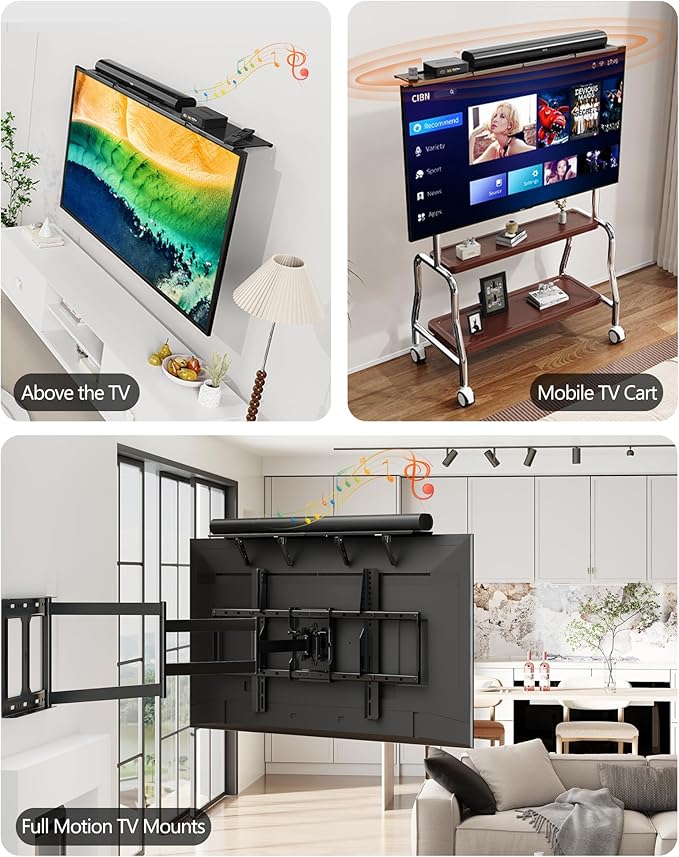 Soundbar Mount, No Drilling Steel TV Top Shelf Fits Most of Sound Bars Up to 15 Lbs, Universal Sound Bar TV Mount Bracket, Sound Bar Stand Compatible with Samsung, Sony, LG,Bose, 33.8x4.7inch