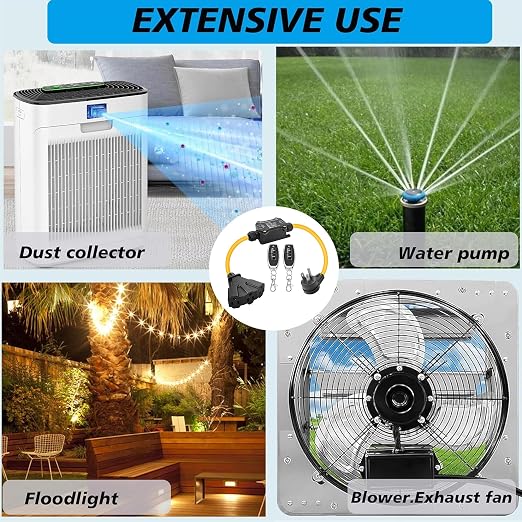 AC 110V-250V Outdoor Remote Control Outlet with 3 Grounded Outlets