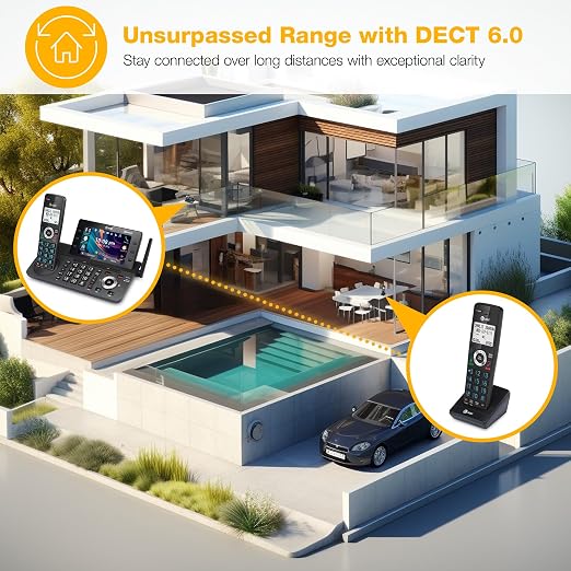 AT&T DLP70090 Expansion Cordless Handset ONLY – Compatible ONLY with DLP73290, DLP73390, DLP73490, DLP73590 Base Systems – Long Range DECT 6.0, Bluetooth Connect to Cell, Intercom, Speakerphone