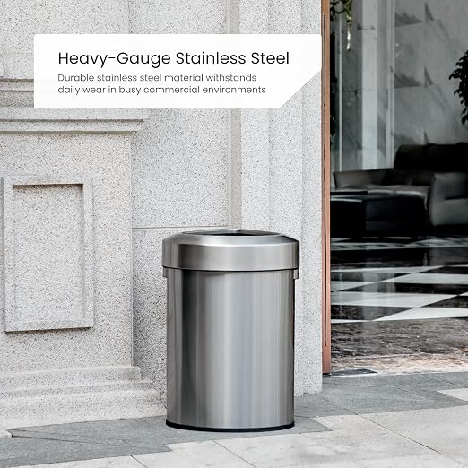 Home Zone Living 16 Gallon Commercial Trash Can with Removable Open Top Lid