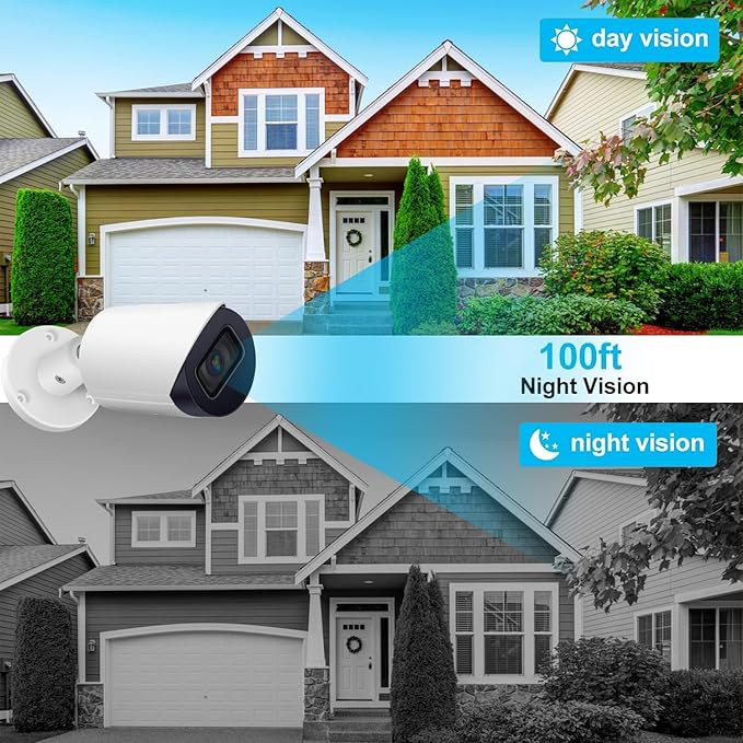 DahuaSecurity 8MP PoE IP Camera, 4K Security Bullet Camera with Smart Motion Detection IR&Color Night Vision, Metal Shell,MicroSD(256GB),H.265+,IP67