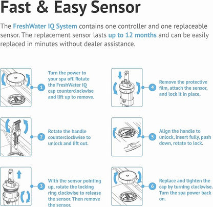 FreshWater Smart Monitoring Sensor - Smart Water Monitor for Spas & Hot Tubs - Smart Monitoring Sensor for Salt Systems - Sensor with Hourly Water Testing to Help Maintain Clean, Natural-Feeling Water