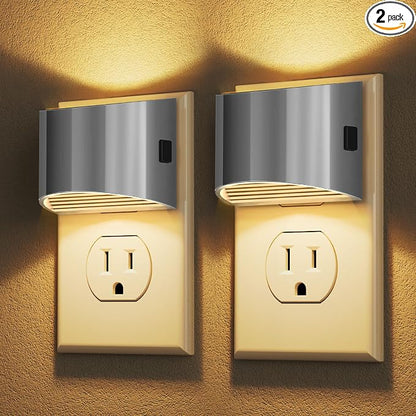 DORESshop Night Light, Night Lights Plug into Wall, Adjustable, 3000K | 3 Level Brightness Adjustable Plug in Night Light, Dusk to Dawn Sensor Nightlights for Adults, Bedroom, Hallway, 2 packs