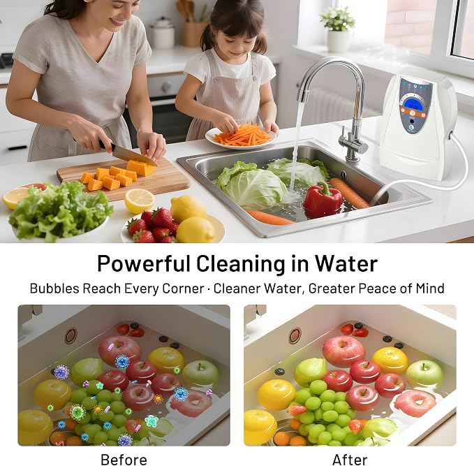 Ozone Machine Generator, Multifunctional with Timer, 500mg/h Portable Ozone Machine for Home, Kitchen, Office, Cleaning Water, Fruits and Vegetables——White