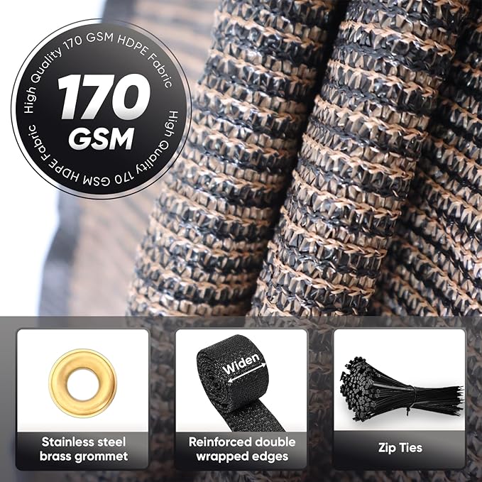 3'X44' Privacy Screen Fence 90% Blockage Heavy Duty Fencing Mesh Shade Net Cover for Wall Garden Yard Backyard Brown (We Make Customized)