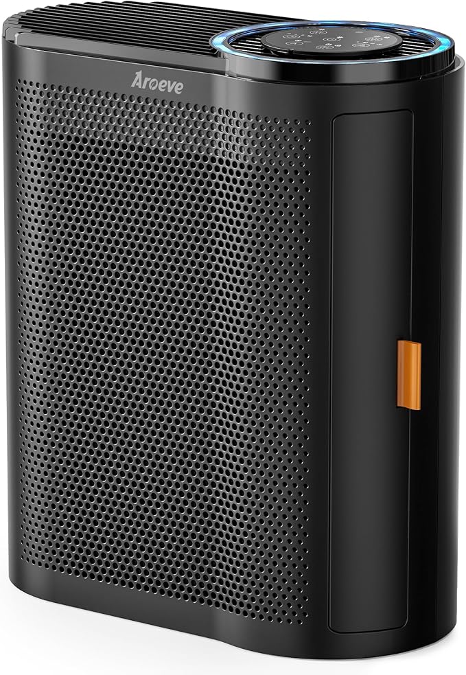 AROEVE Air Purifier for Home Air Quality Sensors and Auto Function Ultra-Quiet Sleep Mode Air Cleaner for Dust, Pet Dander, Smoke, Pollen for Bedroom and Office-AP04(Metallic)