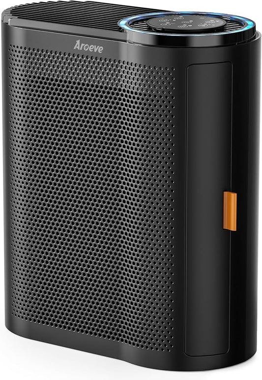 AROEVE Air Purifier for Home Air Quality Sensors and Auto Function Ultra-Quiet Sleep Mode Air Cleaner for Dust, Pet Dander, Smoke, Pollen for Bedroom and Office-AP04(Metallic)