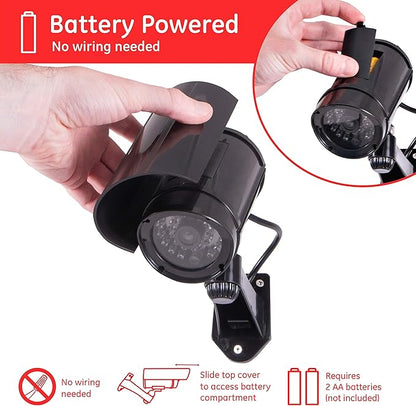 GE Power Gear GE Decoy Security Bullet Camera with Flashing Red Light, Blinking LED, Fake Surveillance, Realistic Looking Recording Lens, Indoor/Outdoor Use, Wireless, Black, 40661