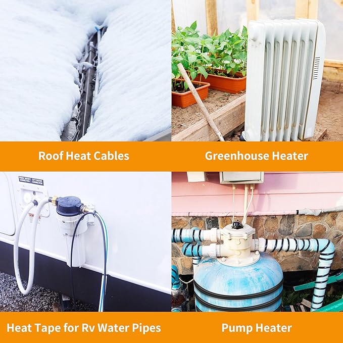 Thermostatically Controlled Outlet: Automatically Turn on Below 32℉, Turn Off Above 47℉ Unnecessary to Controll Power Manually in Cold Winter Cube 2 Pack (Aurantium)