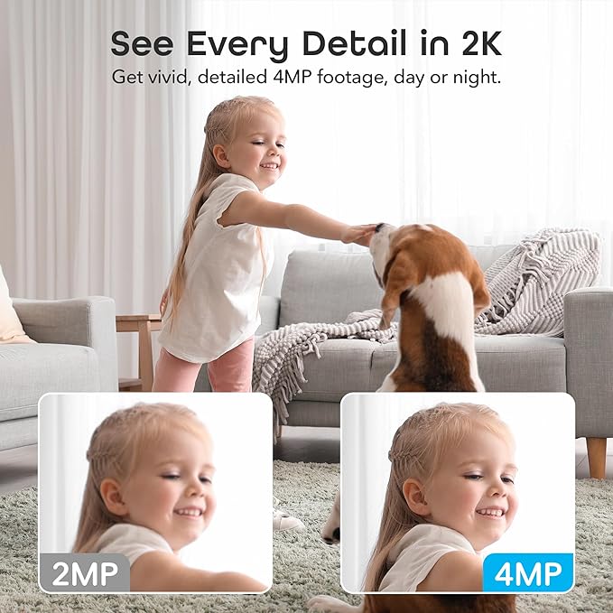 Geeni Look 2K 4MP Smart Indoor Security Camera – 1440p Ultra HD WiFi Pet & Baby Monitor with 2-Way Audio, Motion Detection Zones, 10m Night Vision, & USB-C Power – Works with Alexa & Google Assistant