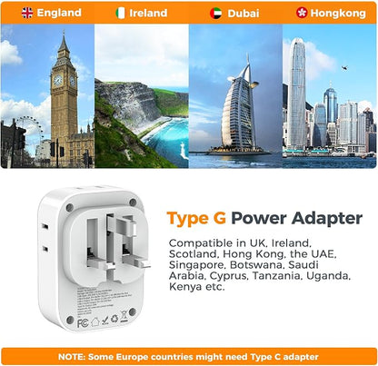 TESSAN UK Adapters for Travel, US to UK Ireland Plug Adapter 20W, Foldable