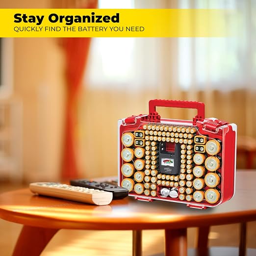 Ontel Battery Daddy Smart - Battery Organizer Storage Case with Tester, Stores & Protects Up to 150 Batteries, Clear Locking Lid, As Seen On TV, Smart - 150 Batteries (BADAS-MC4)