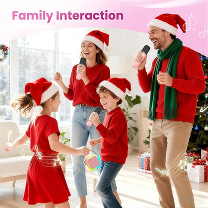 Mini Karaoke Machine for Kids Adults, 2026 TOP Birthday Gifts for Girls Boys 3,4,5,6,7,8+Year Old Toddler Toys, Portable Bluetooth Speaker with 2 Wireless Karaoke Microphones Player (Lavender)