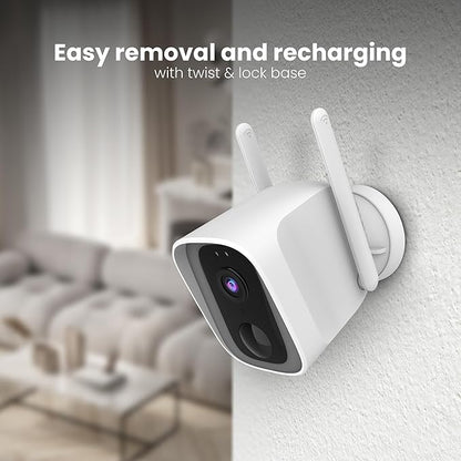 Feit Electric Outdoor Wireless Security Camera, 1080p HD, Motion Detection Alerts, Night Vision up to 30ft, Battery Powered, SD Card Storage, 2.4GHz WiFi, Mount with Magnetic Bracket