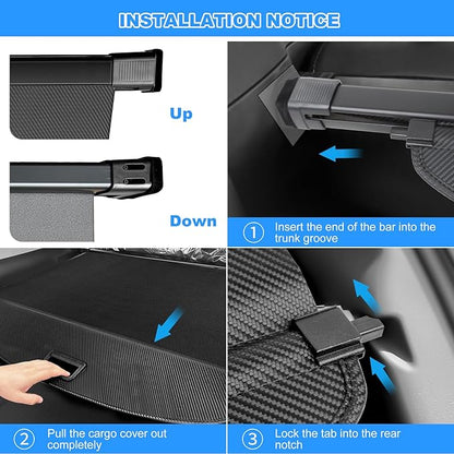 AUXKO Retractable Cargo Cover for 2026 Hyundai Ioniq 9 with 4PCS Car Headrest Hooks, Trunk Cargo Cover Luggage Security Shade Cover Shielding Shade Anti-Peeping Luggage Privacy Screen, Carbon Fiber