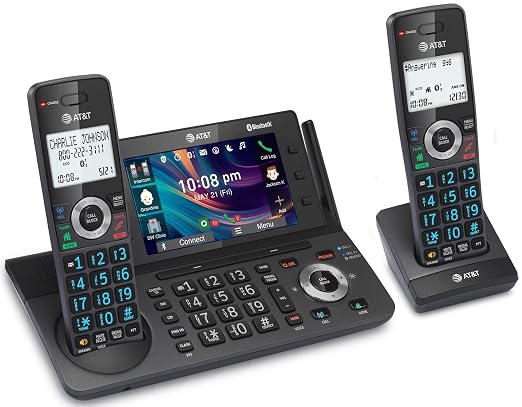 AT&T 2-Handset DECT 6.0 Cordless Home and Business Phone with Answering Machine, 5" Color Display, One-Touch Shortcut, Conference, Intercom, Smart Call Blocker, Bluetooth Connect to Cell: DLP73290