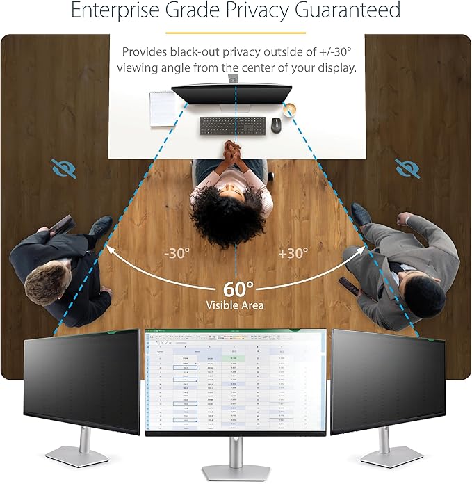 StarTech.com 19.5-inch 16:9 Computer Monitor Privacy Filter, Anti-Glare Privacy Screen w/51% Blue Light Reduction, Monitor Screen Protector w/+/- 30 Deg. Viewing Angle (19569-PRIVACY-SCREEN)