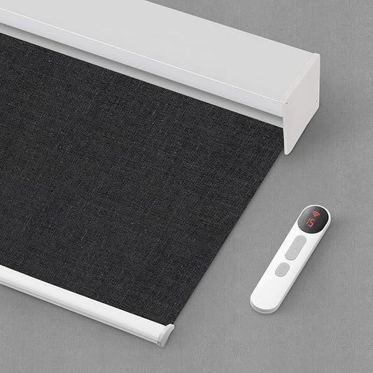 Bringnox Motorized Blinds with Remote,100% Blackout Smart Roller Blinds Compatible with Apple Homekit Google Home and Alexa Via HUB,and Customized (Crimp Basalt-24)