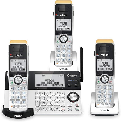 VTech IS8151-3 Super Long Range 3 Handset DECT 6.0 Cordless Phone for Home with Answering Machine, 2300 ft Range, Call Blocking, Bluetooth, Headset Jack, Power Backup, Intercom, Expandable to 12 HS