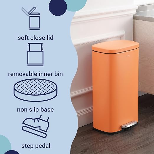 happimess Curtis 8 Gal Step Trash Can Soft Close 25", Carrot Cake