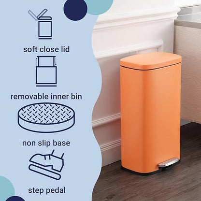 happimess Curtis 8 Gal Step Trash Can Soft Close 25", Carrot Cake