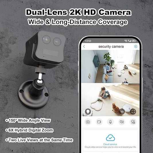 4G LTE Cellular Security Camera No WiFi Needed, Dual Lens Magnetic Cellular Camera with Long Standby Battery, Night Vision, Human Detect, Off Grid Security Camera for RV, Garage, Cabin, Barn(Black)