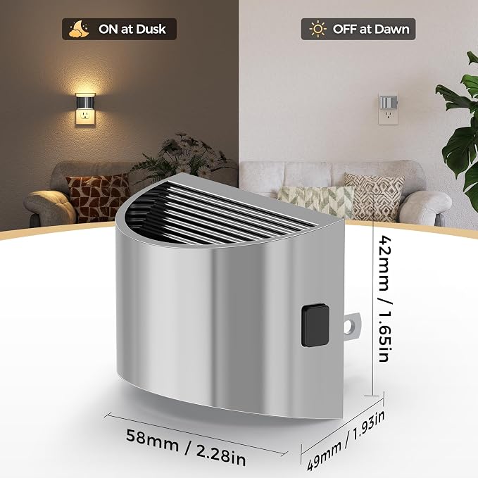 DORESshop Night Light, Night Lights Plug into Wall, Adjustable, 3000K | 3 Level Brightness Adjustable Plug in Night Light, Dusk to Dawn Sensor Nightlights for Adults, Bedroom, Hallway, 2 packs
