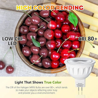 MR16 LED Bulb, 50W Halogen Equivalent, 5W 12V 3000K Soft Warm White, 450Lm GU5.3 Bi-Pin Base, 12V Spotlight Bulb, 40 Degree Spot Lighting For Indoor/Outdoor Landscape Track Bulbs-Not Dimmable (6 Pack)
