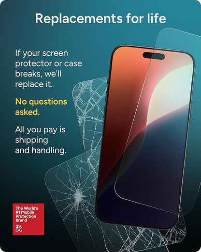 ZAGG Glass Elite Screen Protector for Apple iPhone 17e/ 16e/ 14/13/ 13 Pro - Advanced Impact and Scratch Protection, Anti-Fingerprint Technology, InvisibleShield, Easy to Install