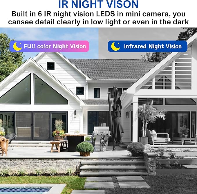 Wireless Mini Security Camera FKJ-WiFi, Remoted App Viewing, Long time Standby Battery Camera for Home, 2K Live View, Portable,Indoor with Auto Night Vision & Real-time Motion Alerts