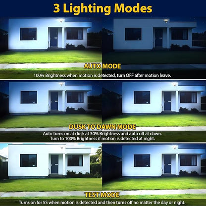 Abovizo 90W Motion Sensor Outdoor Lights, 10000LM LED Flood Light Outdoor with 4 Adjustable Heads, 6500K Daylight, Dusk to Dawn, IP65 Waterproof Security Light for Garage, Yard, Porch, Front Door