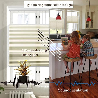 LEXEN Smart Top Down Bottom Up Honeycomb Shades - WiFi Enabled Motorized Cellular Blinds Compatible with Alexa/Google Home Double Cellular Fabric Light Filtering Insulated Custom Sizes-Brown