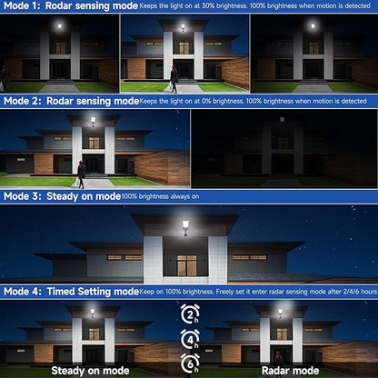 Solar Street Lights Outdoor, Waterproof Motion Sensor Solar Lights with Remote Control, 6500K Dusk to Dawn Parking Lot Flood Light for Outside Garage Yard, 2 Pack