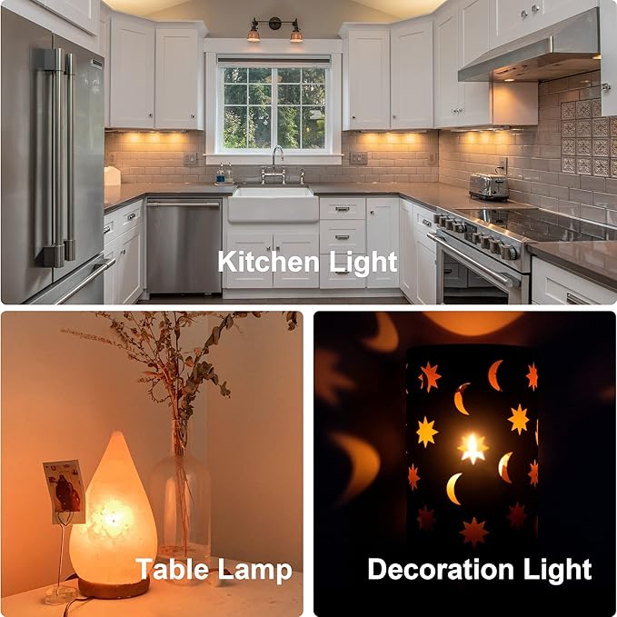 6 Pack T22 LED Night Light Bulbs, E12 Candelabra Bulb 10 Watt Equivalent, 10000+ Hours 2200K Amber Warm Light Bulb, 1W Low Wattage Replacement Bulbs for Lava Salt Lamp Decorative String Lights