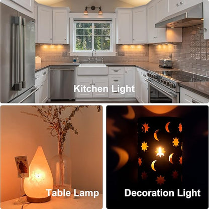 25 Pack T22 LED Night Light Bulbs, E12 Candelabra Bulb 10 Watt Equivalent, 10000+ Hours 2200K Amber Warm Light Bulb, 1W Low Wattage Replacement Bulbs for Salt Lava Lamp Decorative String Lights